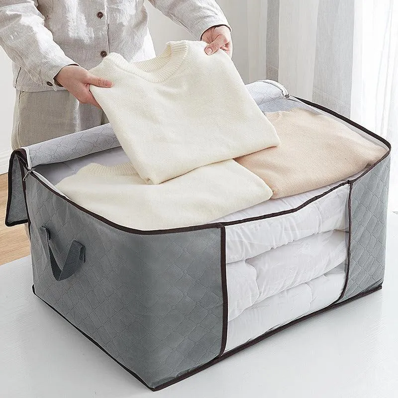 1/4X Bamboo Charcoal Clothes & Quilt Storage Bag with Zipper Box