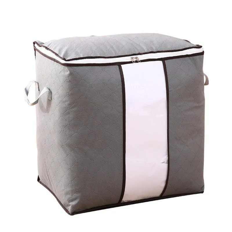 1/4X Bamboo Charcoal Clothes & Quilt Storage Bag with Zipper Box