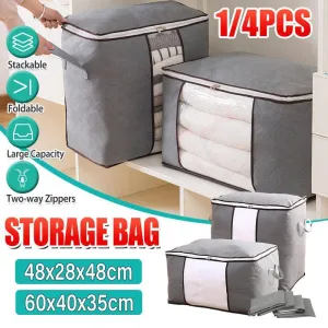 1/4X Bamboo Charcoal Clothes & Quilt Storage Bag with Zipper Box