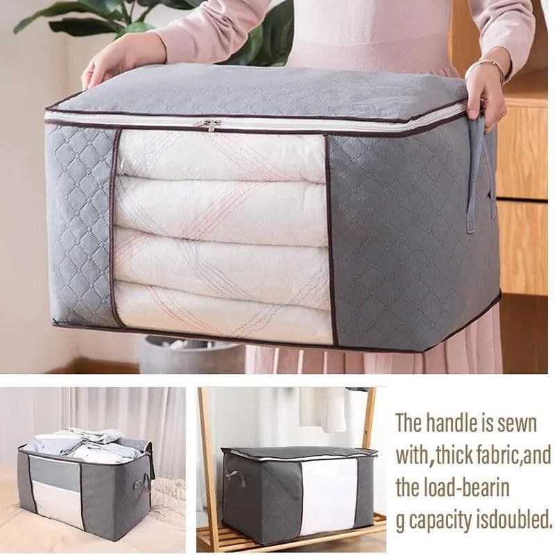 1/4X Bamboo Charcoal Clothes & Quilt Storage Bag with Zipper Box