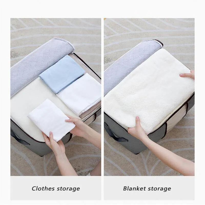 1/4X Bamboo Charcoal Clothes & Quilt Storage Bag with Zipper Box