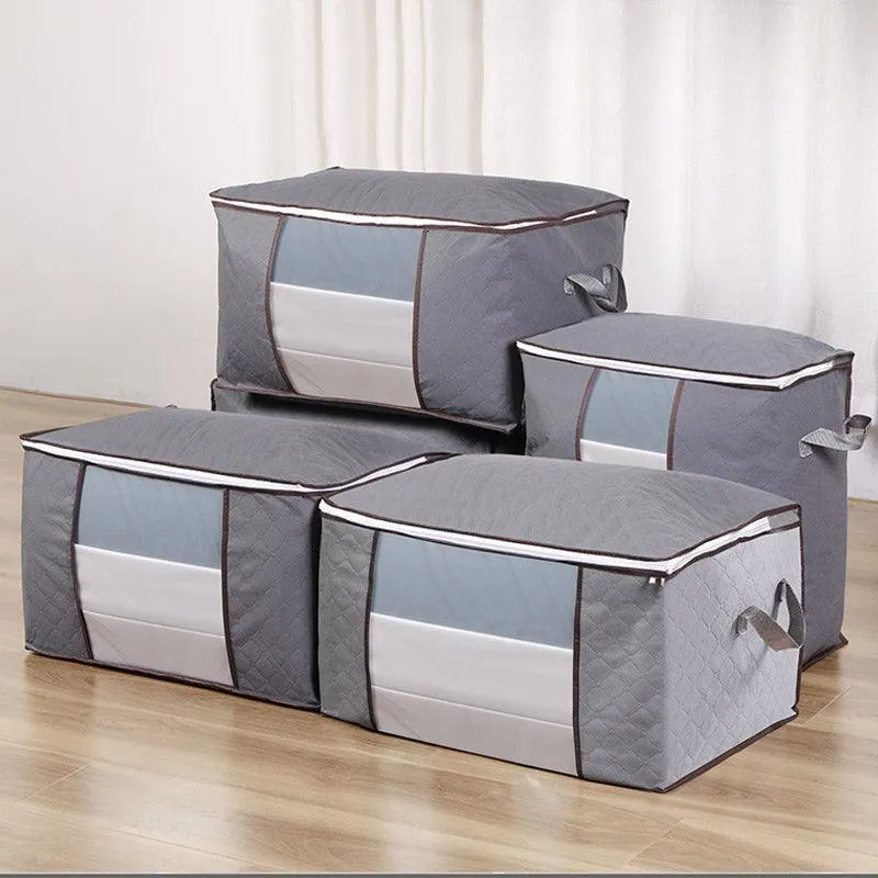1/4X Bamboo Charcoal Clothes & Quilt Storage Bag with Zipper Box