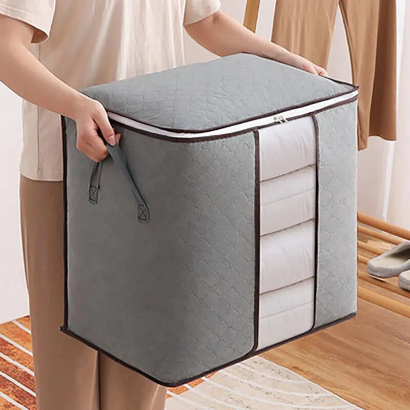 1/4X Bamboo Charcoal Clothes & Quilt Storage Bag with Zipper Box