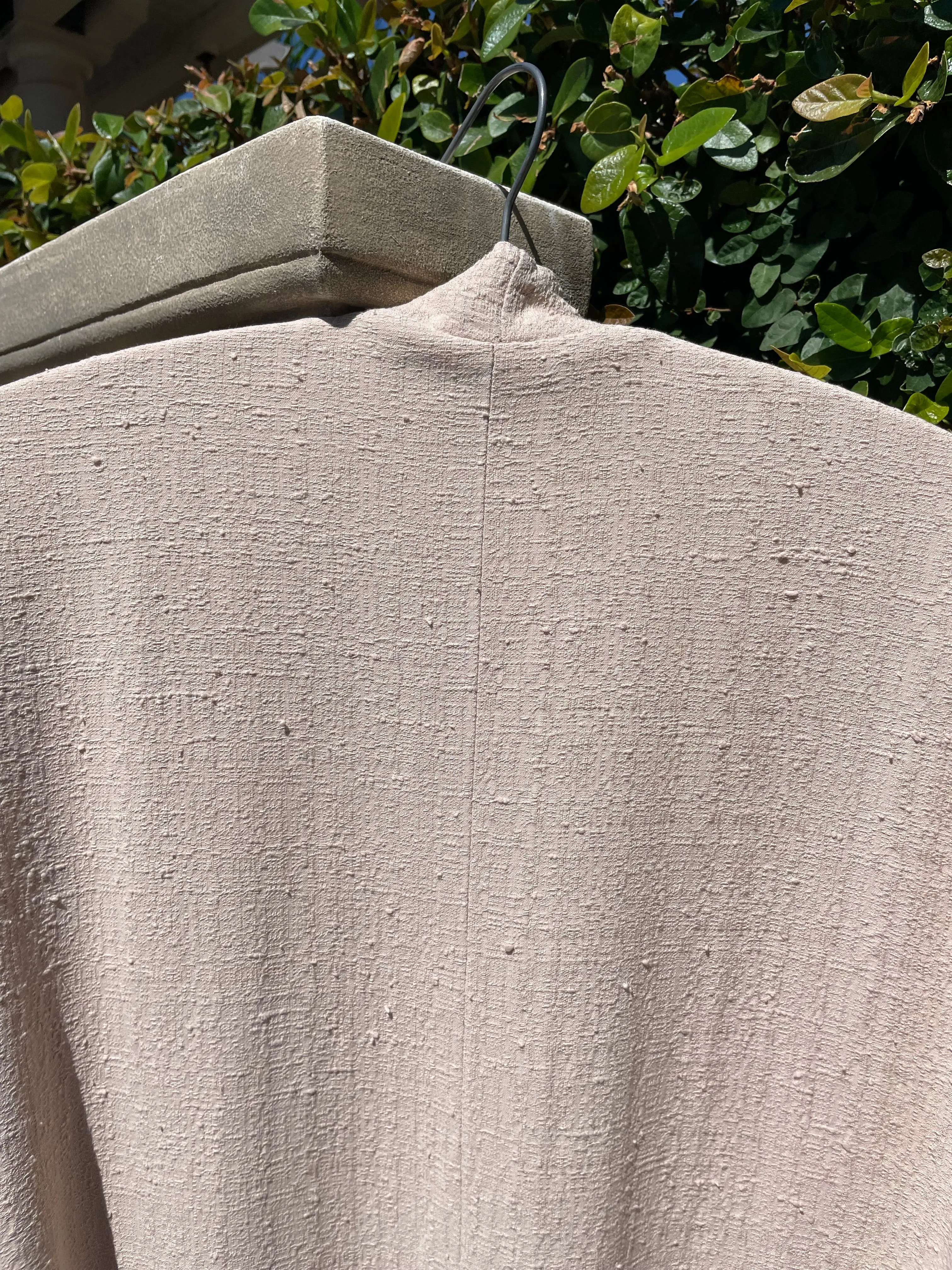 1930s Blush Pink Nubby Linen Transitional Duster