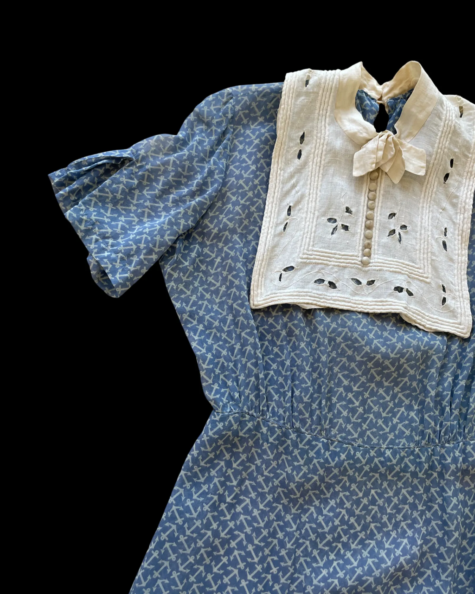 1930s NRA Nautical Chiffon Two Piece Dress Set