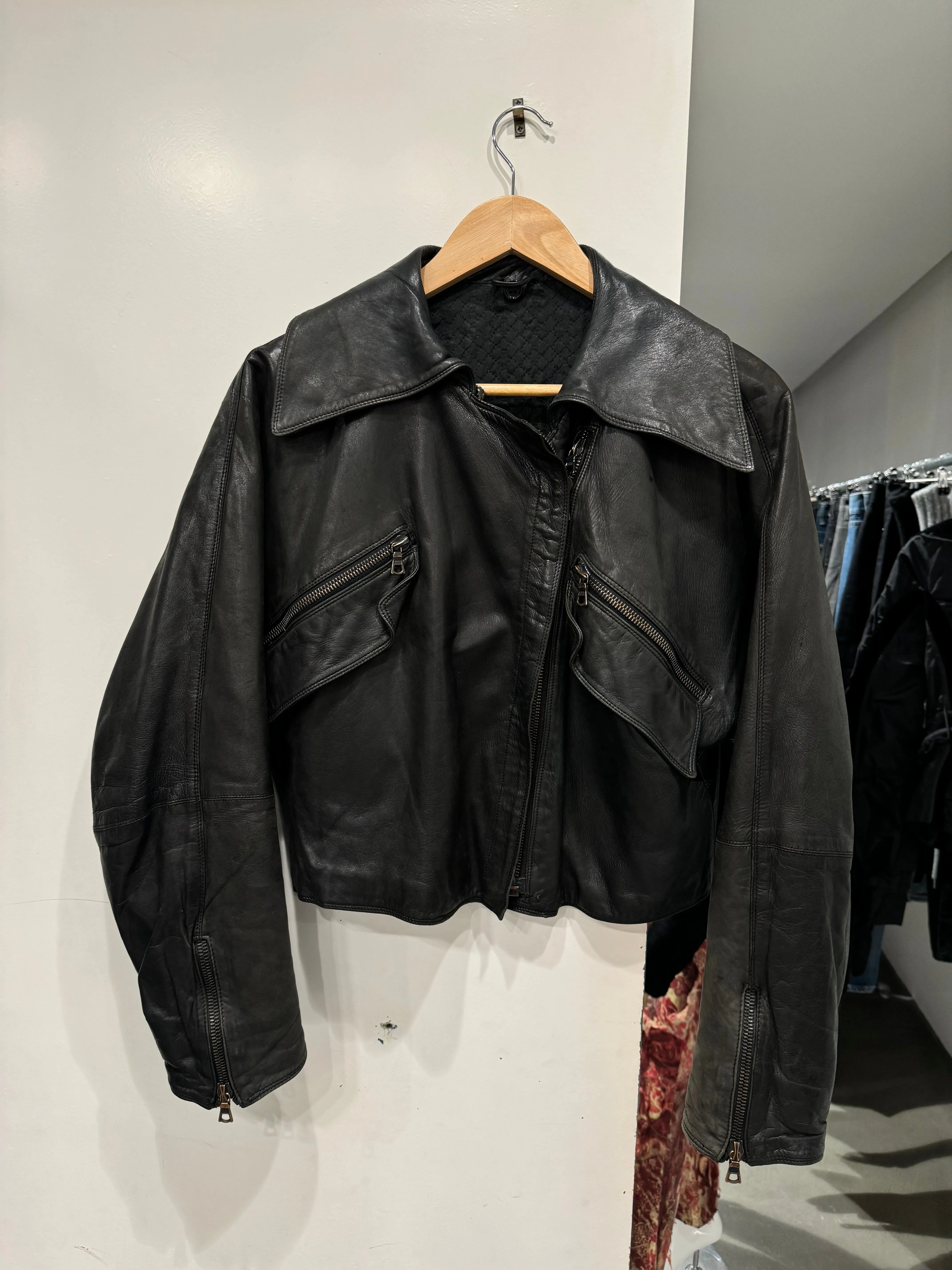 1990s GIANNI Versace cropped aviator leather bomber jacket
