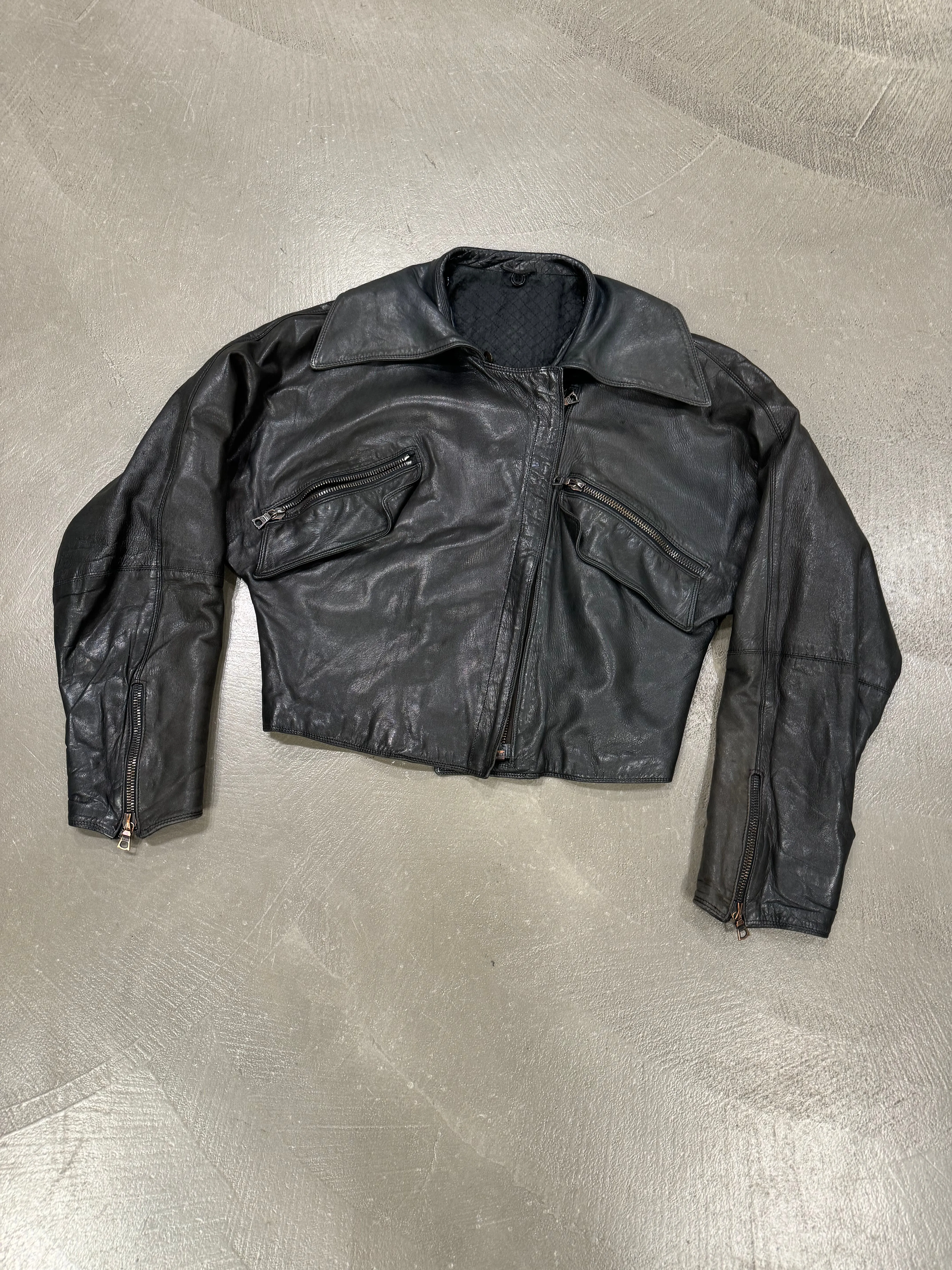 1990s GIANNI Versace cropped aviator leather bomber jacket