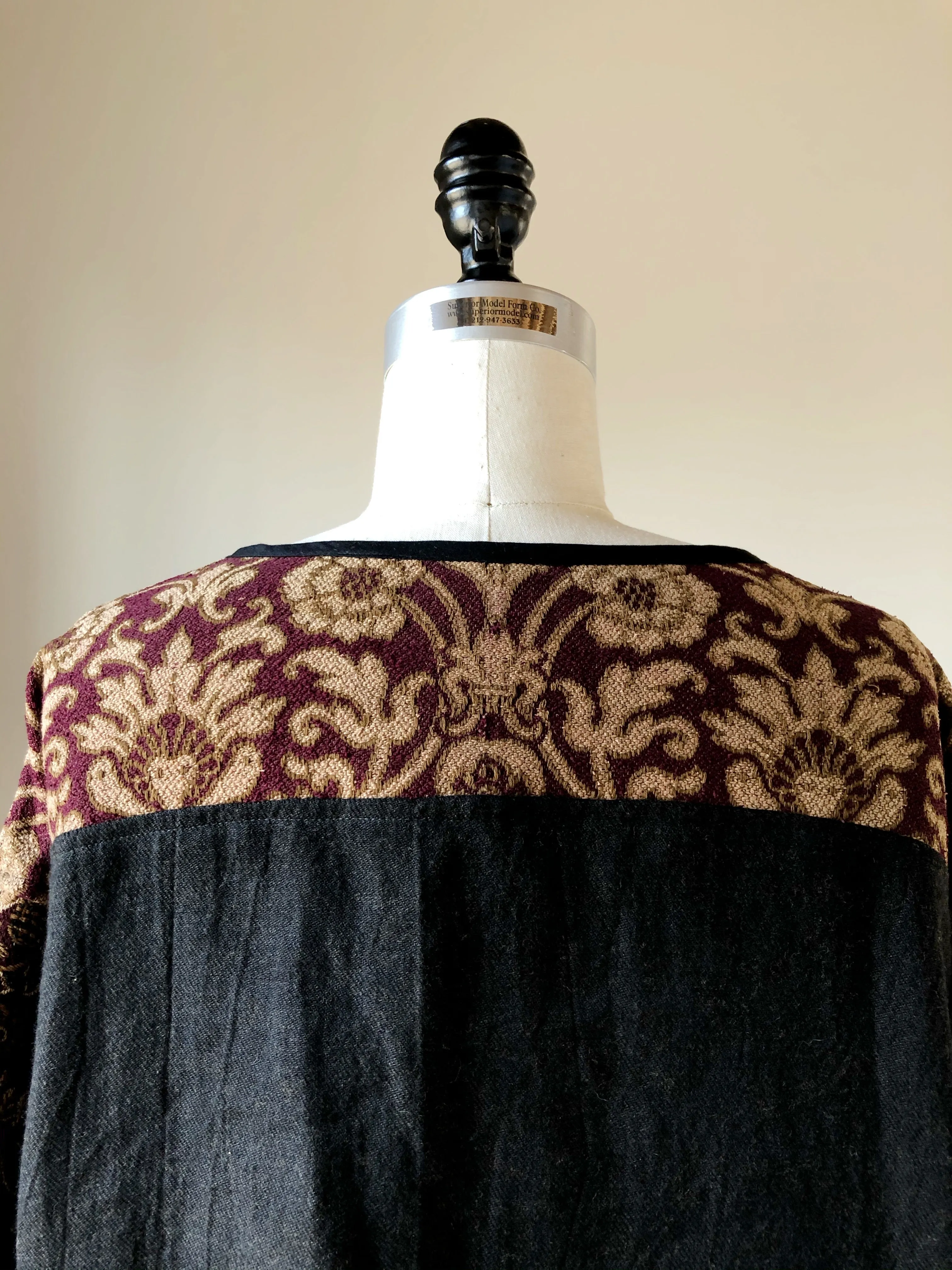19th century french ]atched jacquard big shirt