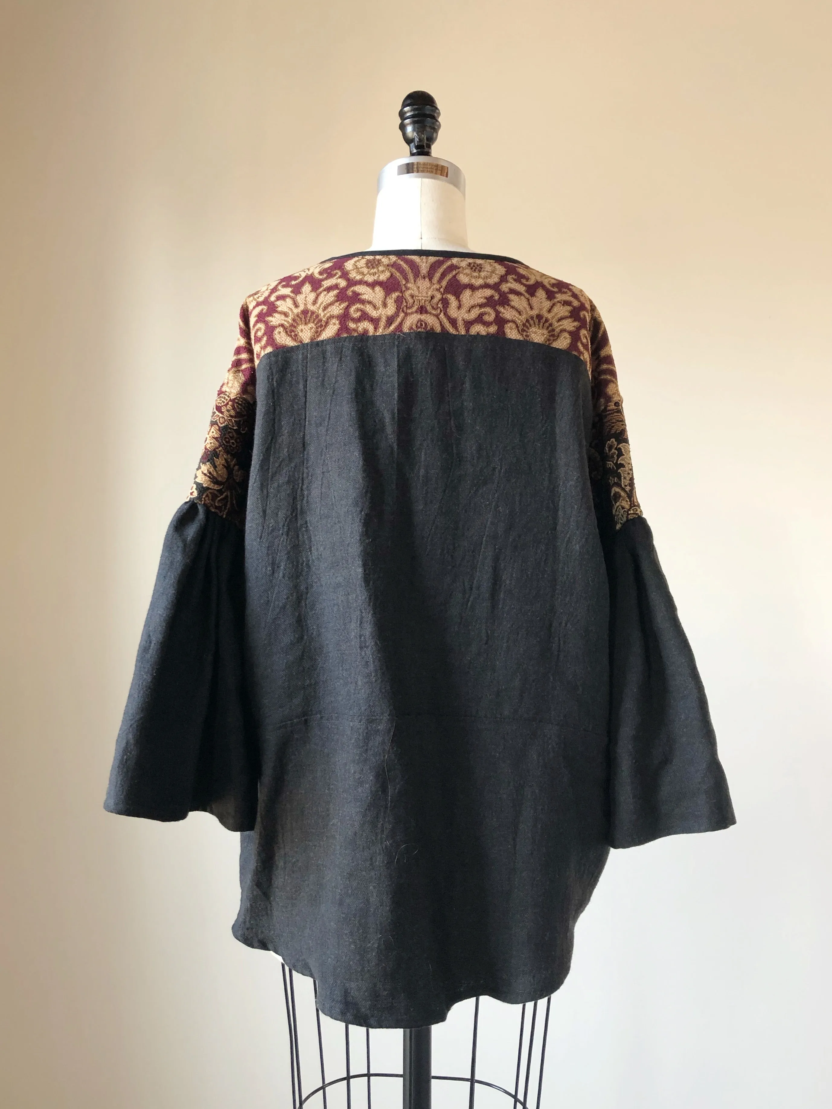 19th century french ]atched jacquard big shirt