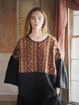 19th century french ]atched jacquard big shirt