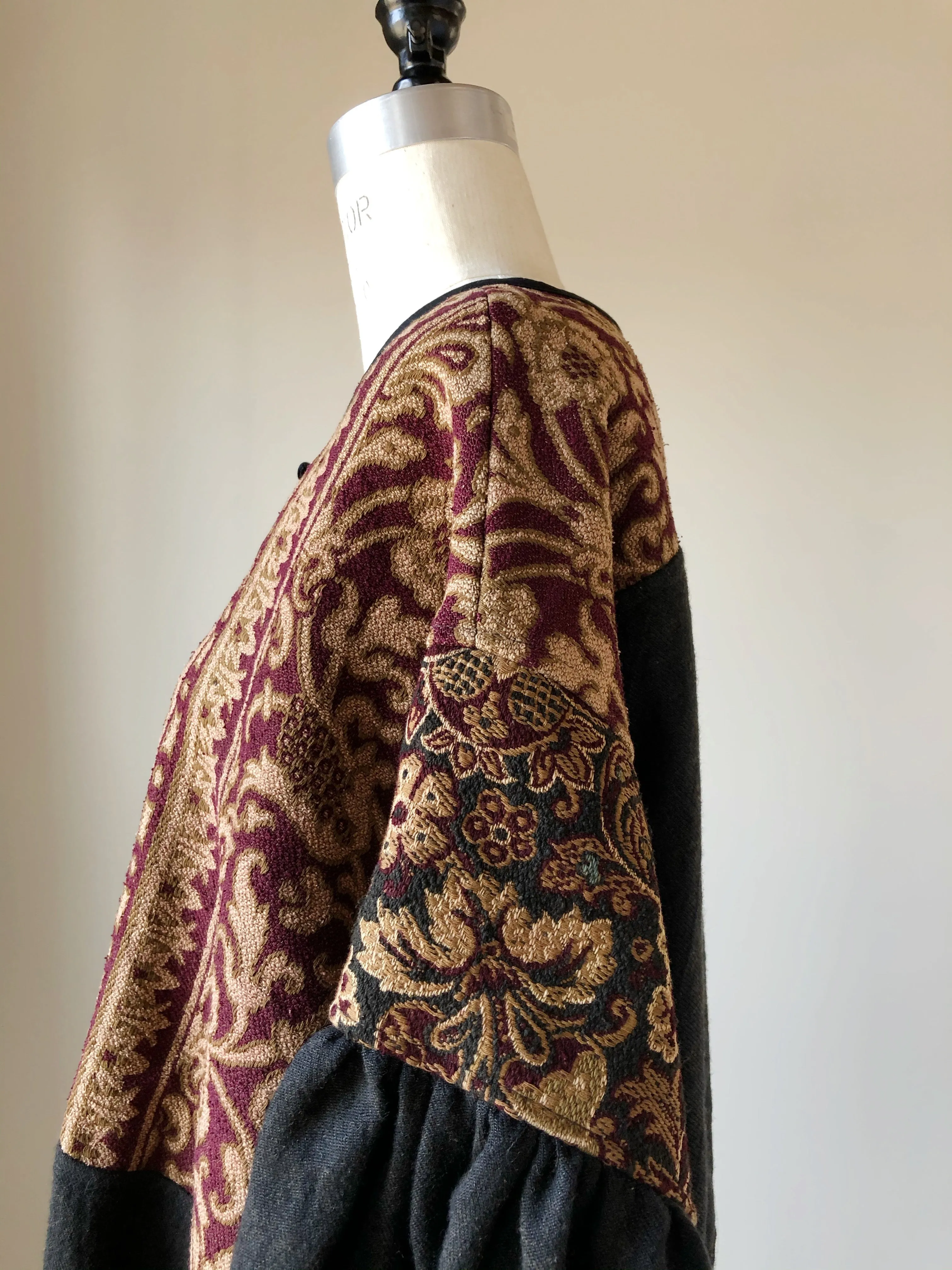 19th century french ]atched jacquard big shirt
