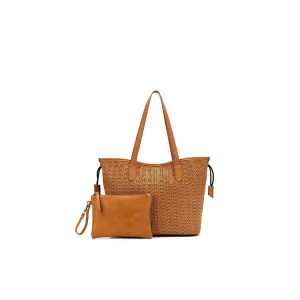 2 Piece Handbag Set - Tan