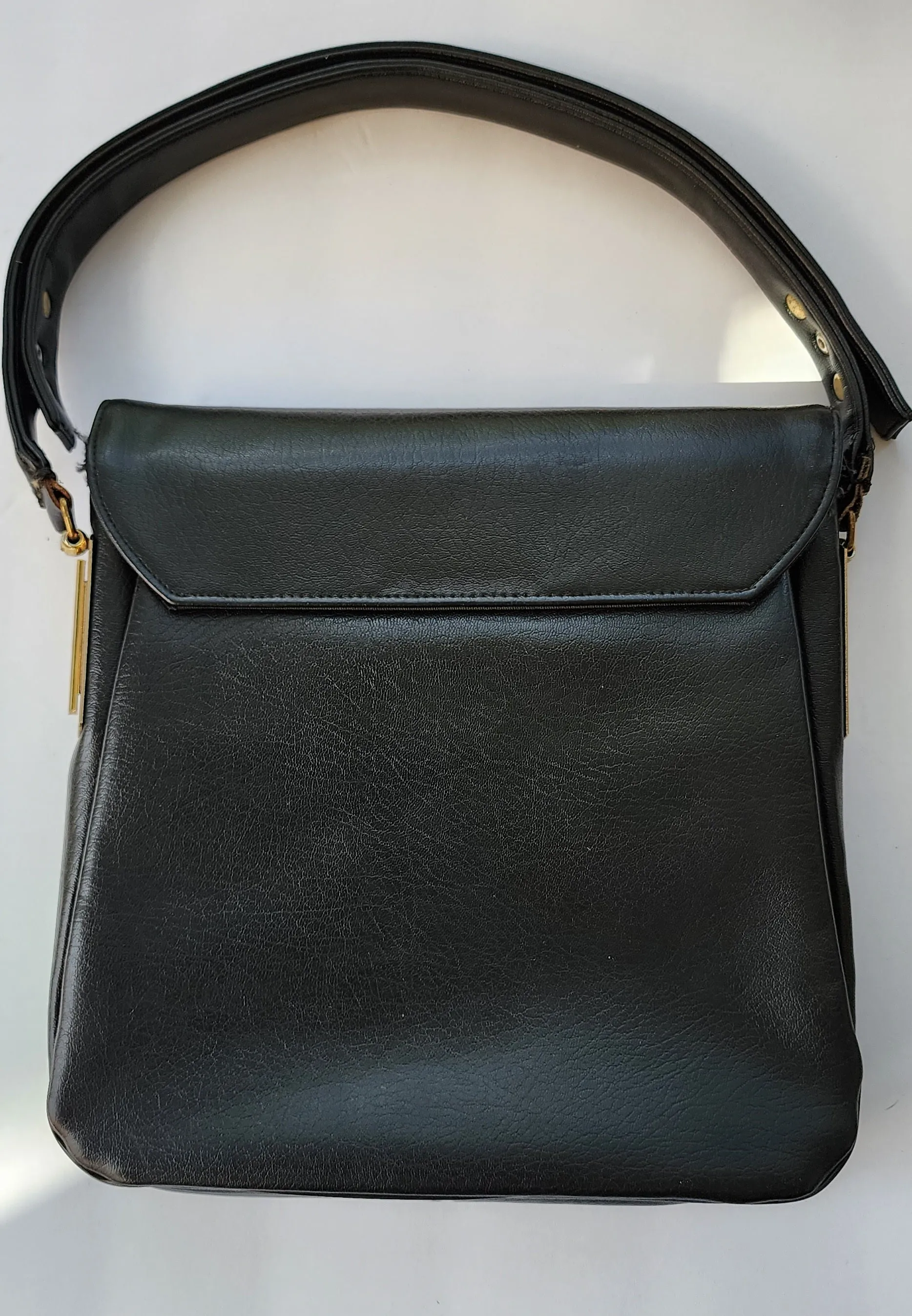 60s 70s Black Leather Bag Saks Fifth Ave