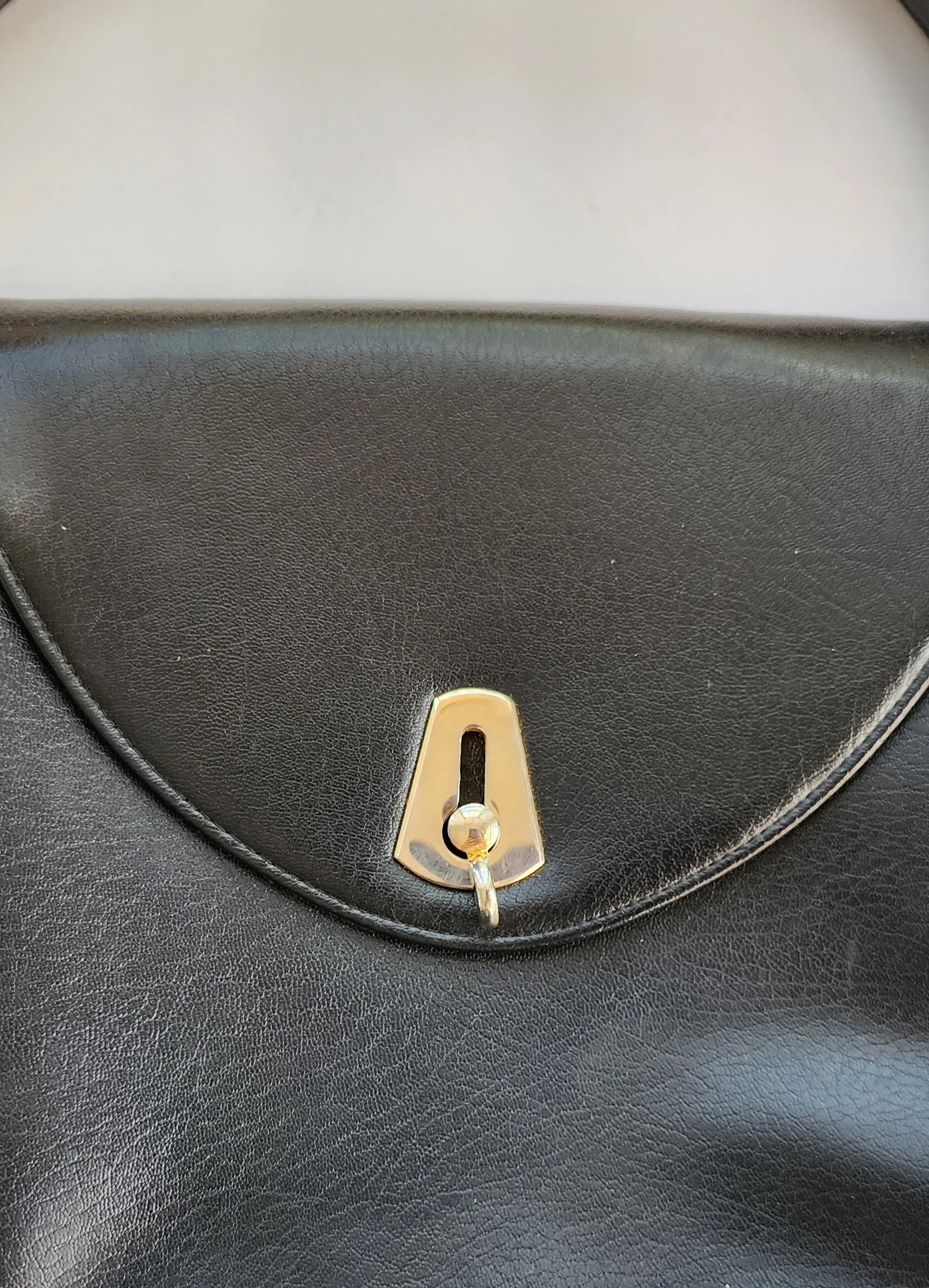 60s 70s Black Leather Bag Saks Fifth Ave