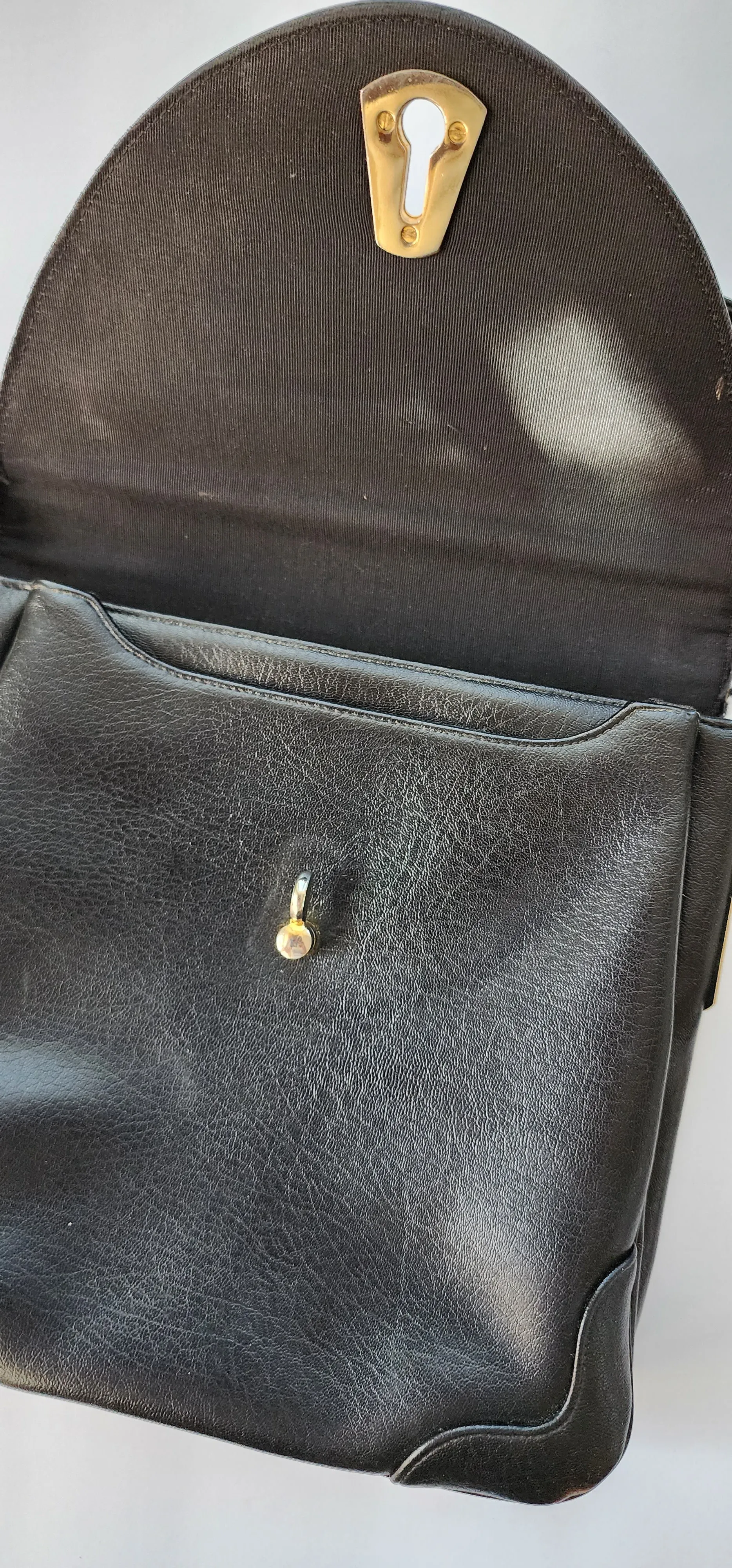 60s 70s Black Leather Bag Saks Fifth Ave