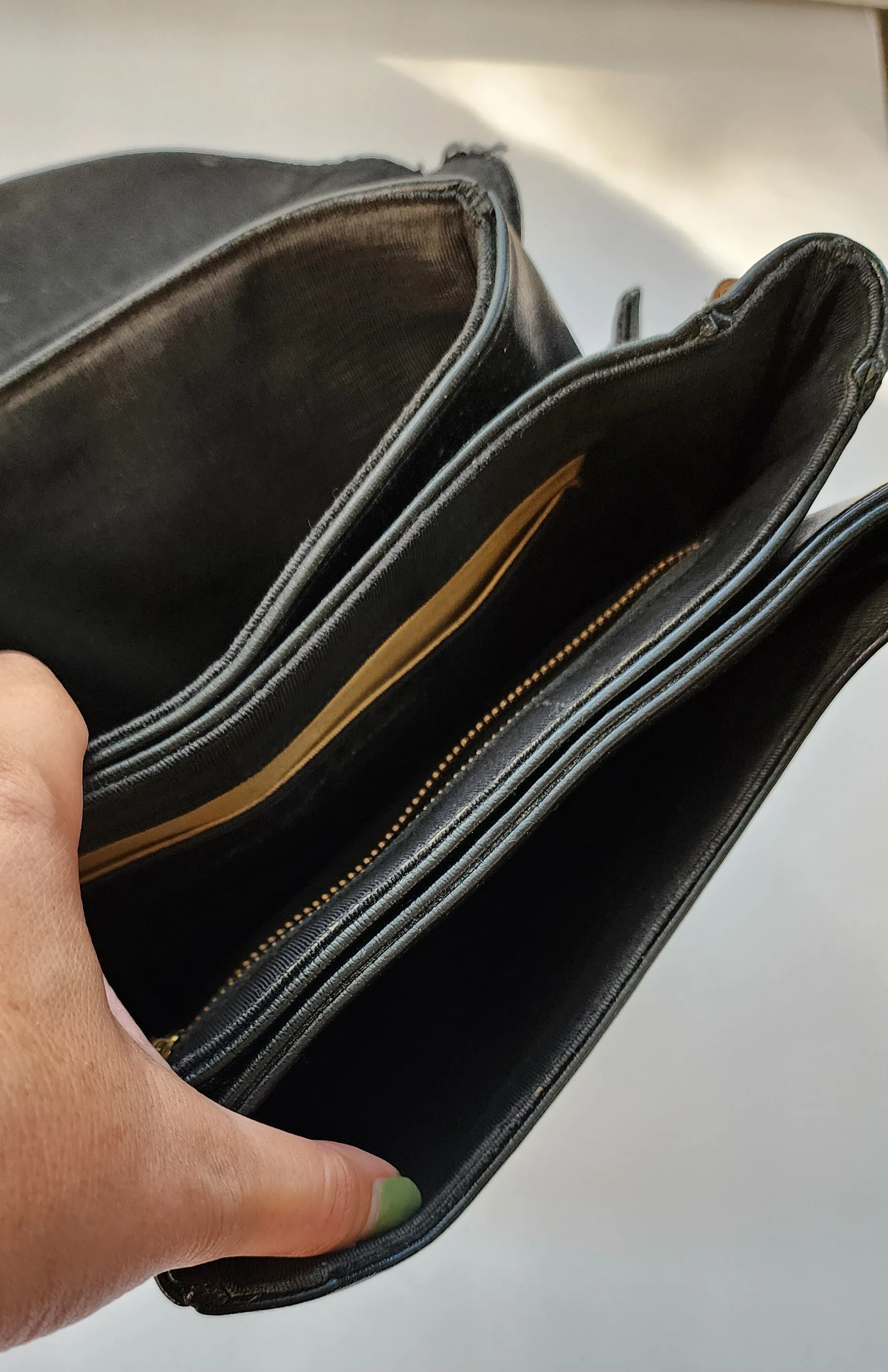 60s 70s Black Leather Bag Saks Fifth Ave