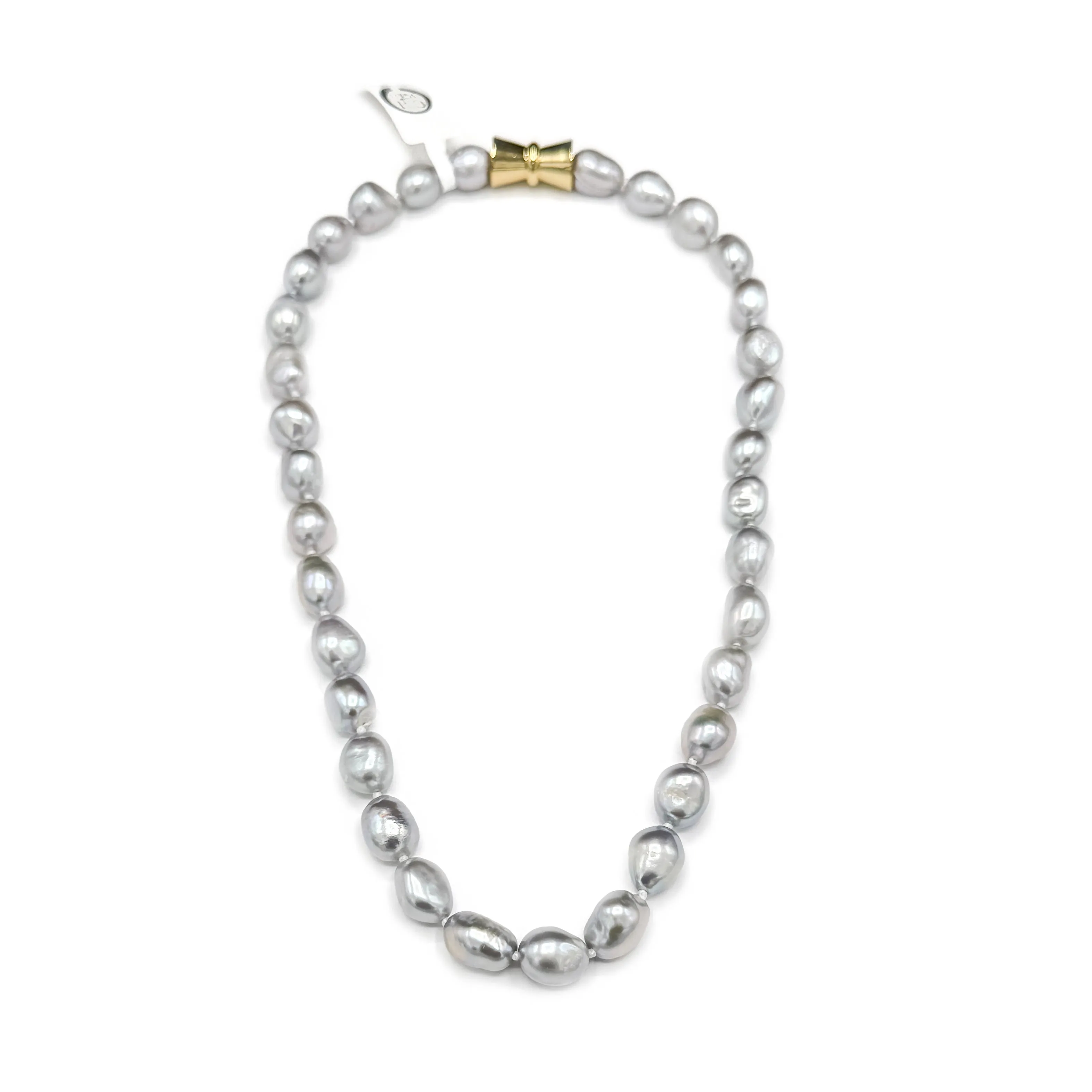 700-07-G | GRAY BAROQUE SINGLE STRAND (GRAY ON GOLD)