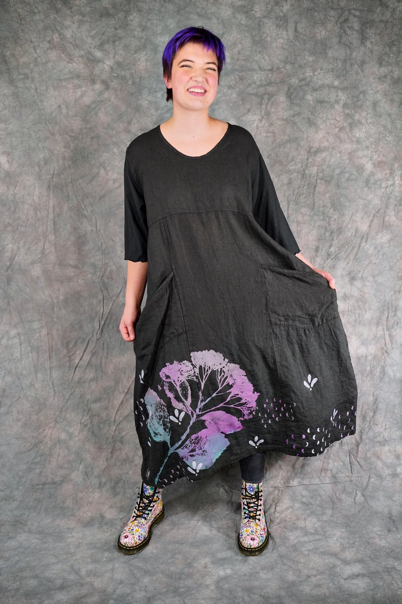 7214 The Linen Dress Black-P