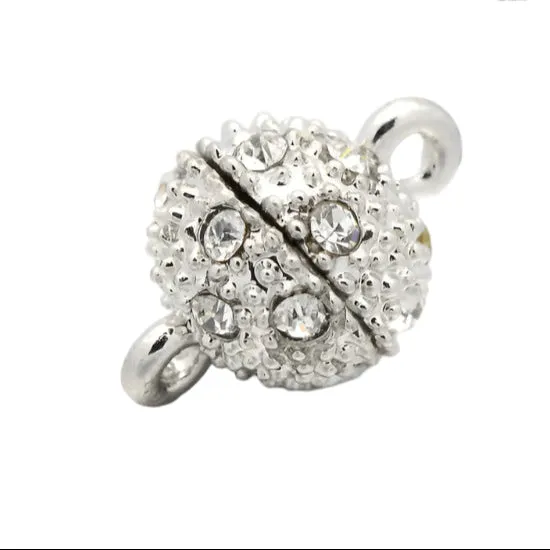 9mm Nickel Magnetic Rhinestone Clasp 1/pk