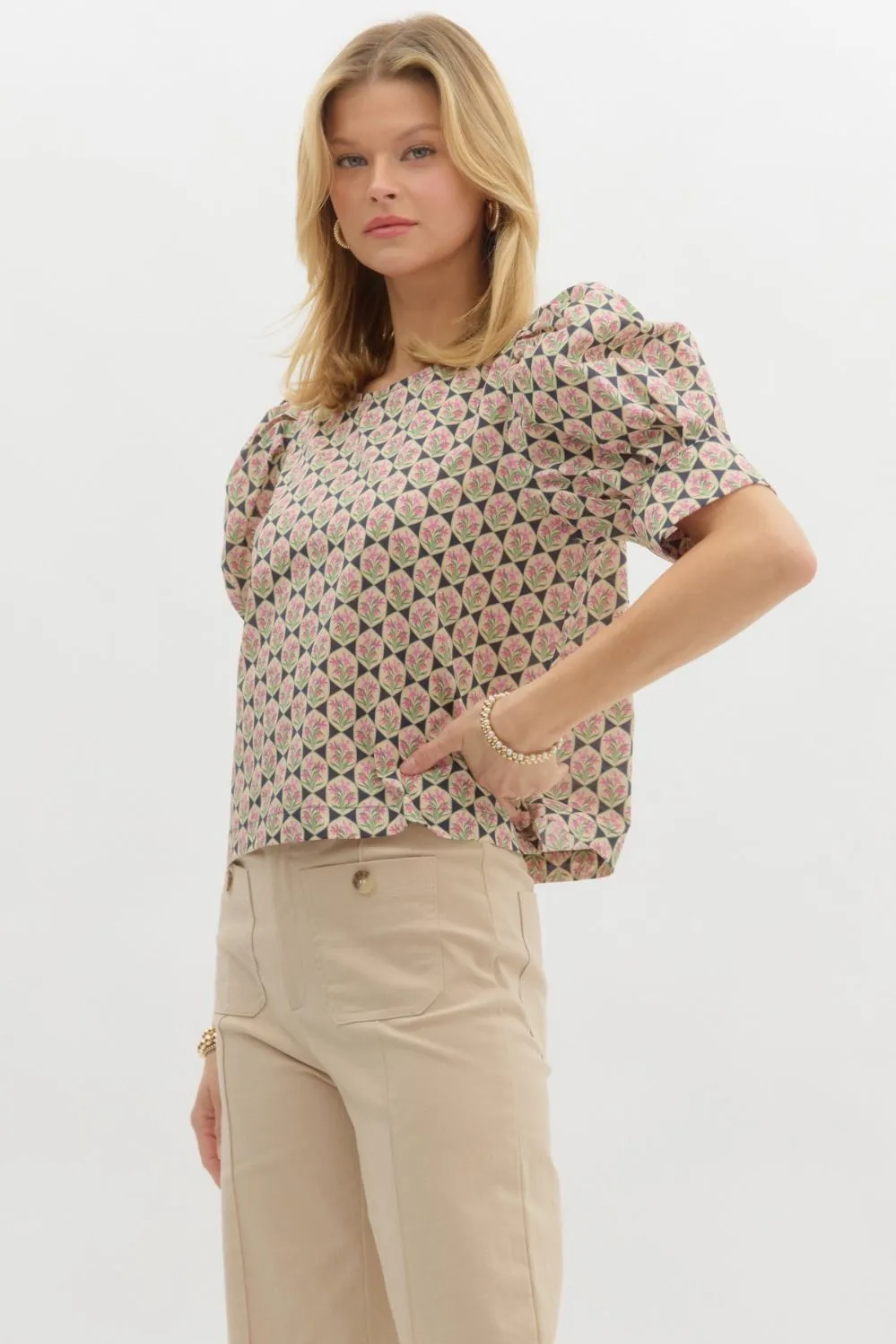 Abstract Floral Blouse