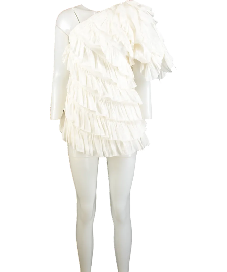 Aje White One Shoulder Tiered Dress UK 8