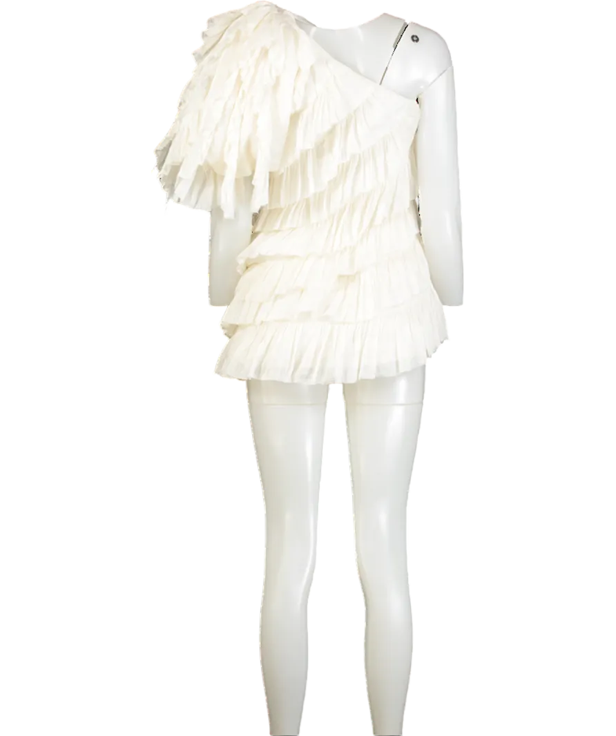 Aje White One Shoulder Tiered Dress UK 8