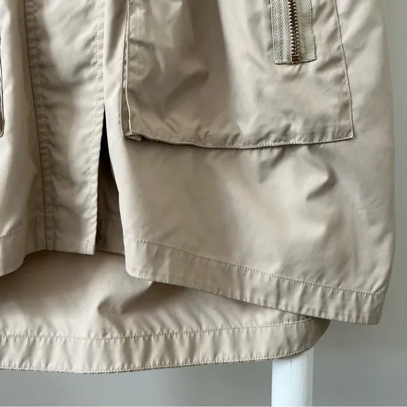 [ali ro] short sleeve cinch waist hooded rain jacket khaki