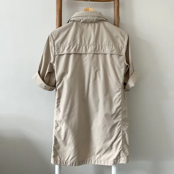 [ali ro] short sleeve cinch waist hooded rain jacket khaki