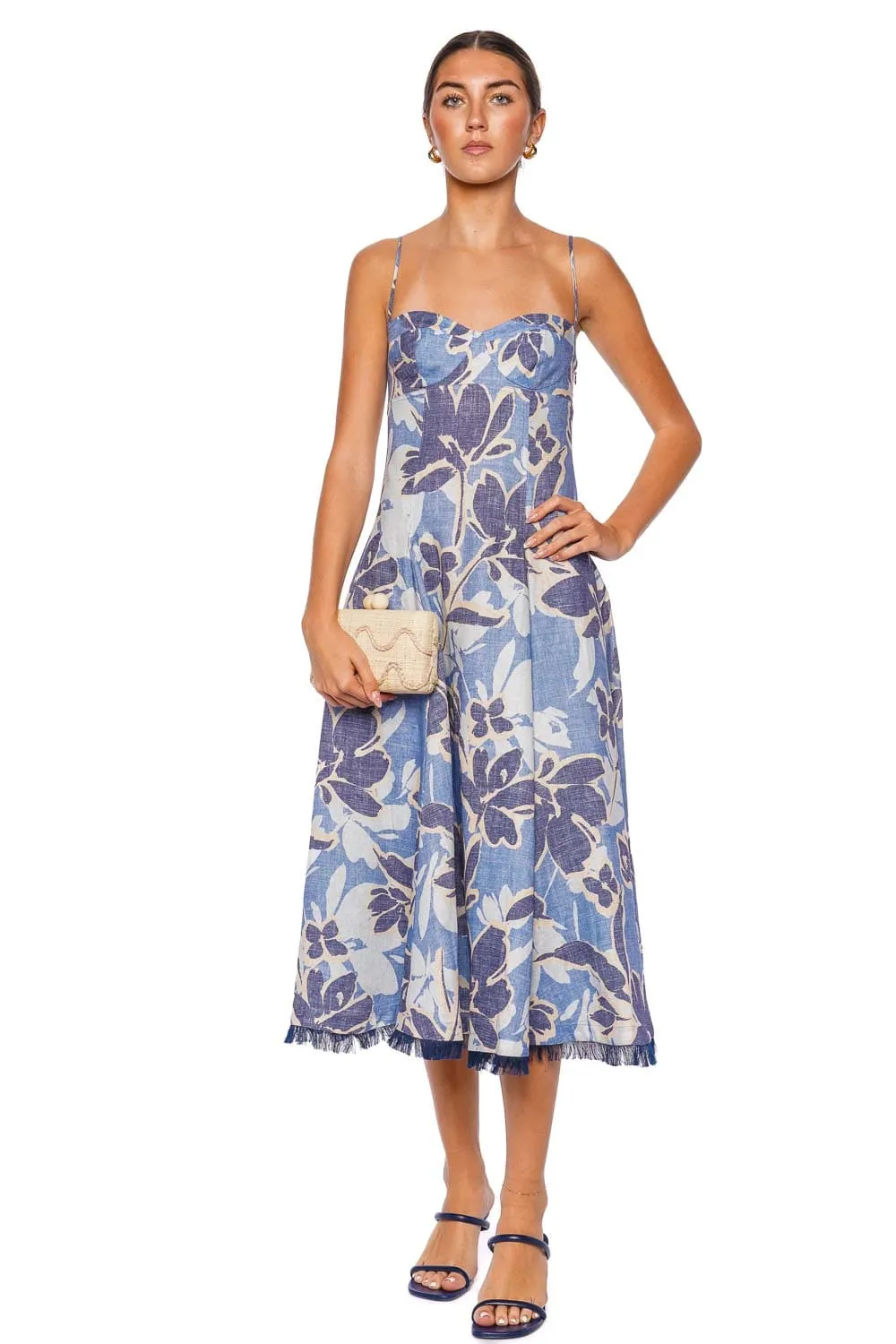 Analise Bustier Linen Midi Dress