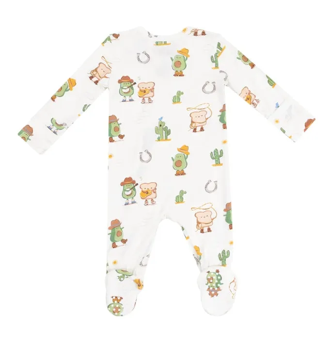 Angel Dear || Avocado Toast Western 2 Way Zipper Footie