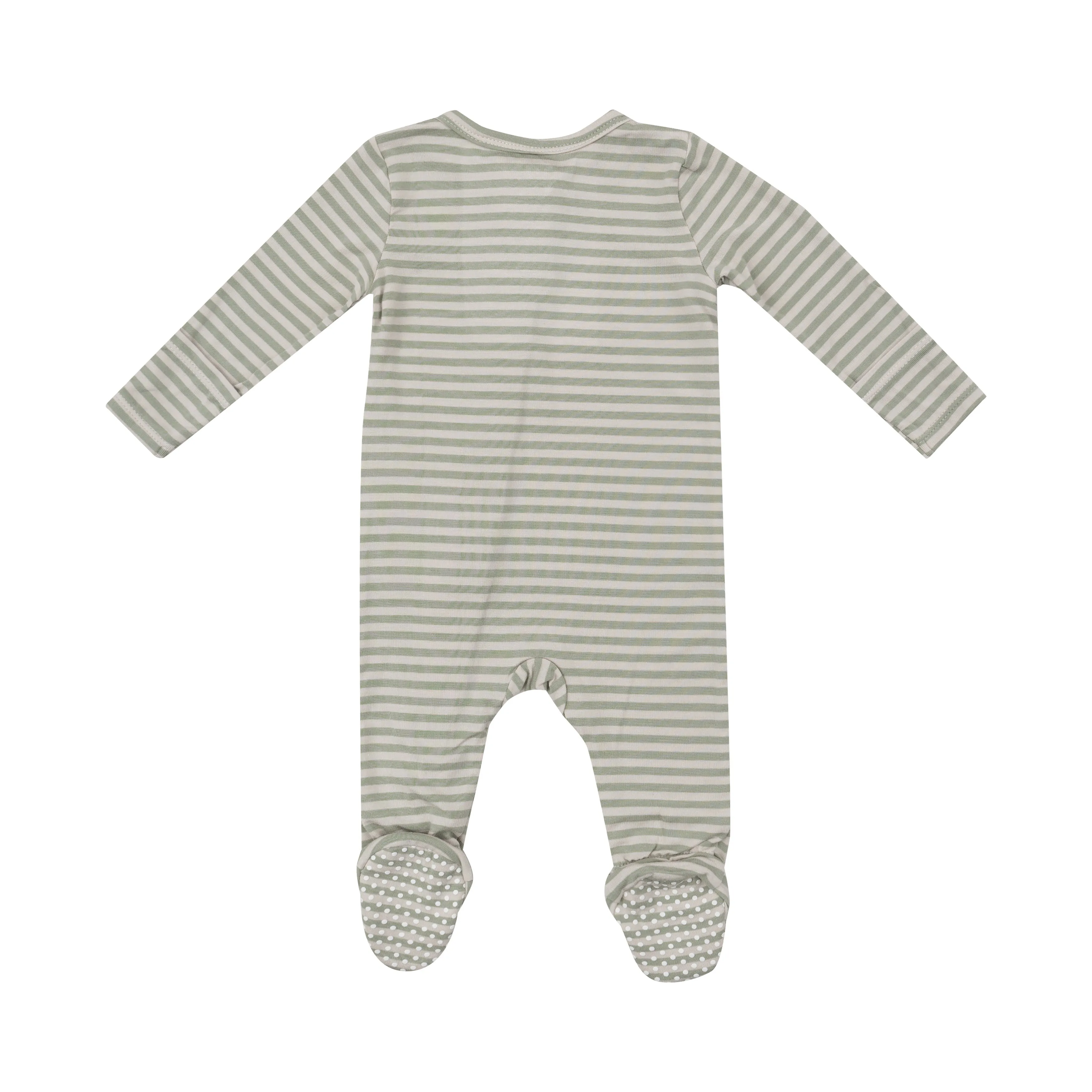 Angel Dear || Bamboo Desert Sage Stripe 2 Way Zipper Footie