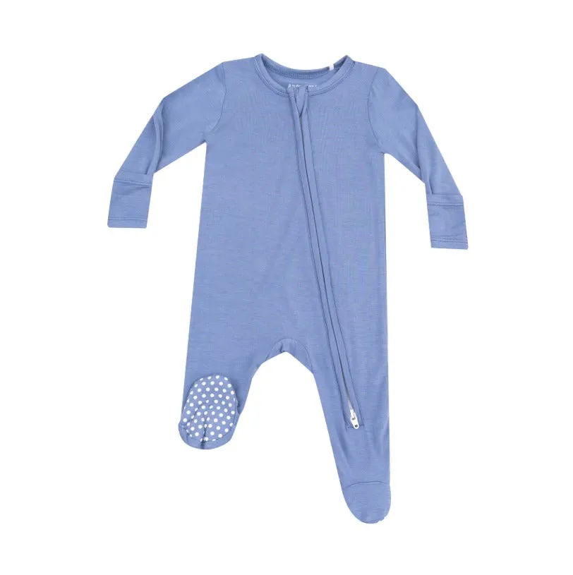 Angel Dear || Solid Country Blue 2 Way Zipper Footie