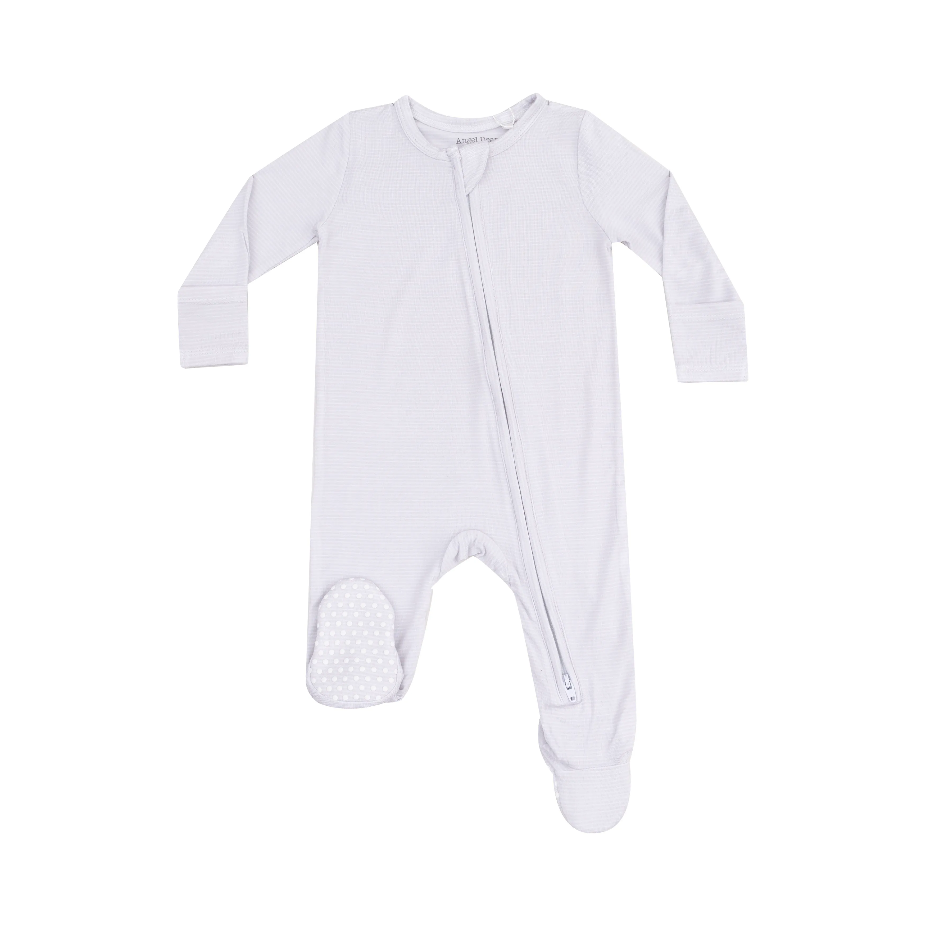 Angel Dear || Stripe Classic Grey 2 Way Zipper Footie