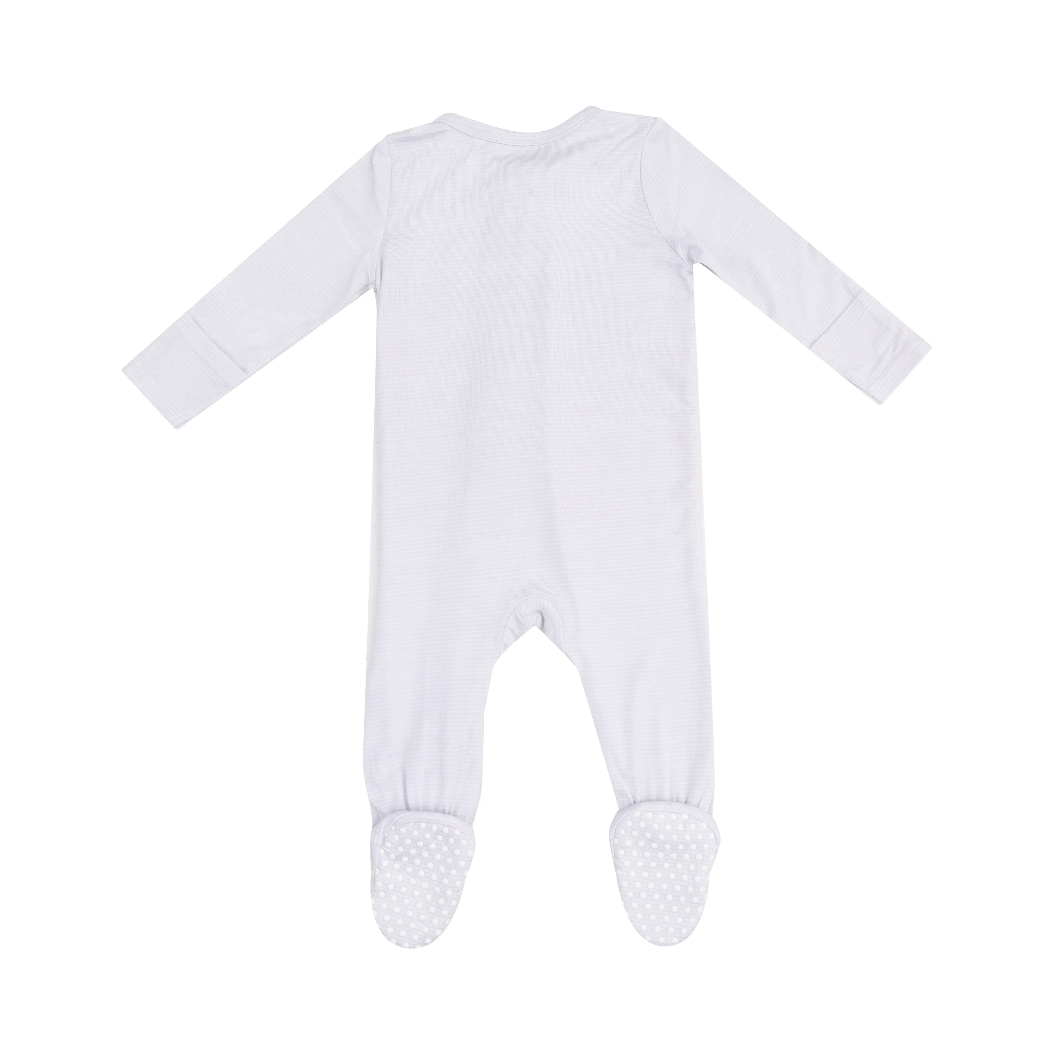 Angel Dear || Stripe Classic Grey 2 Way Zipper Footie