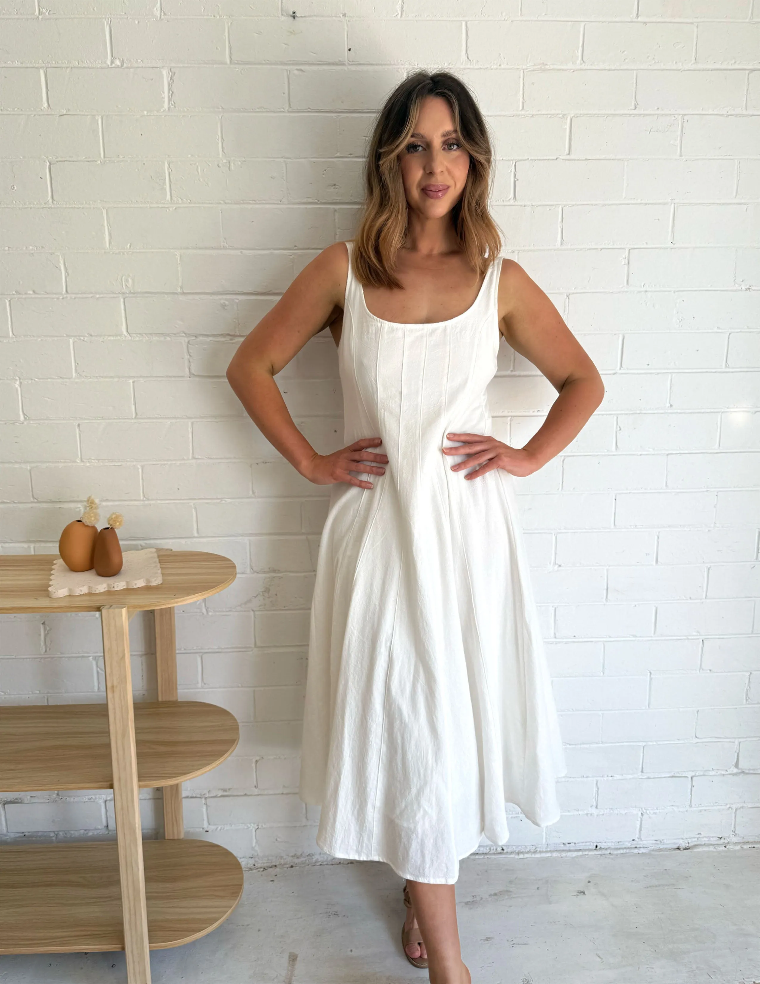 Annabelle Linen Dress - White