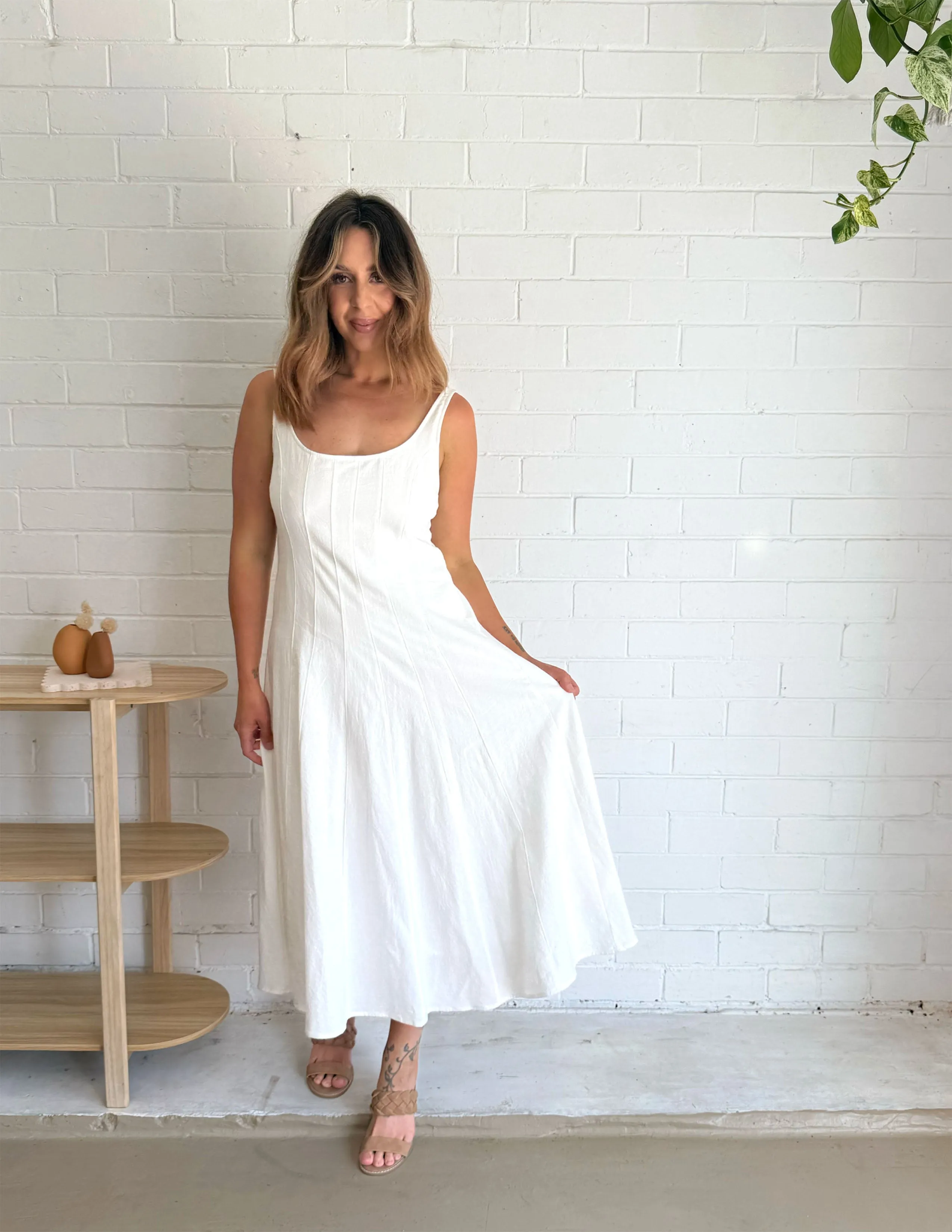 Annabelle Linen Dress - White