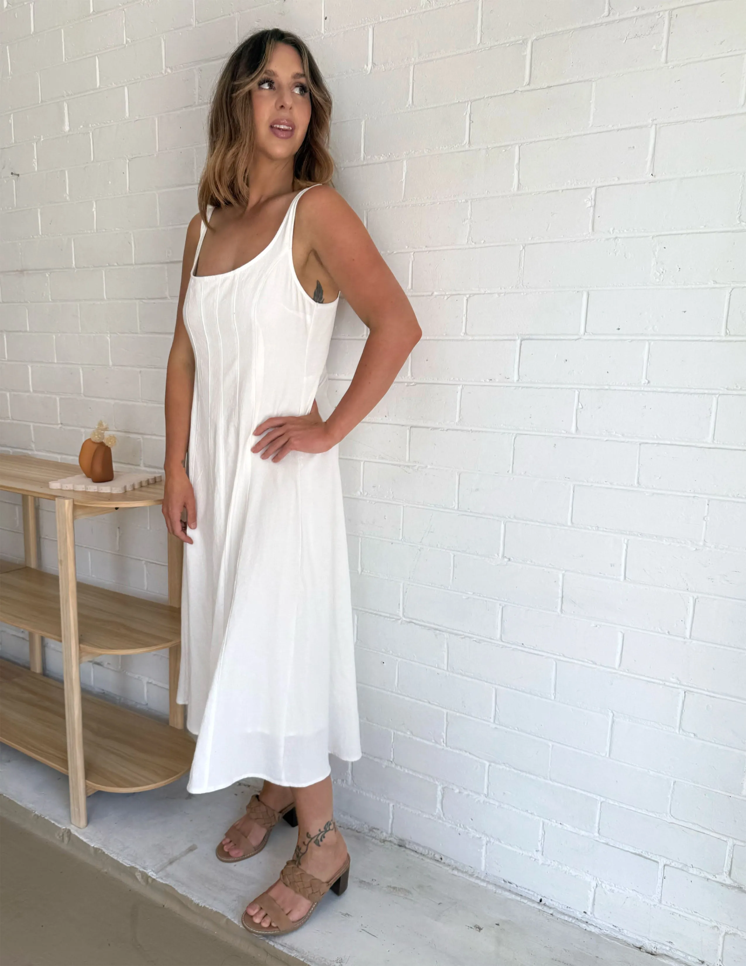 Annabelle Linen Dress - White