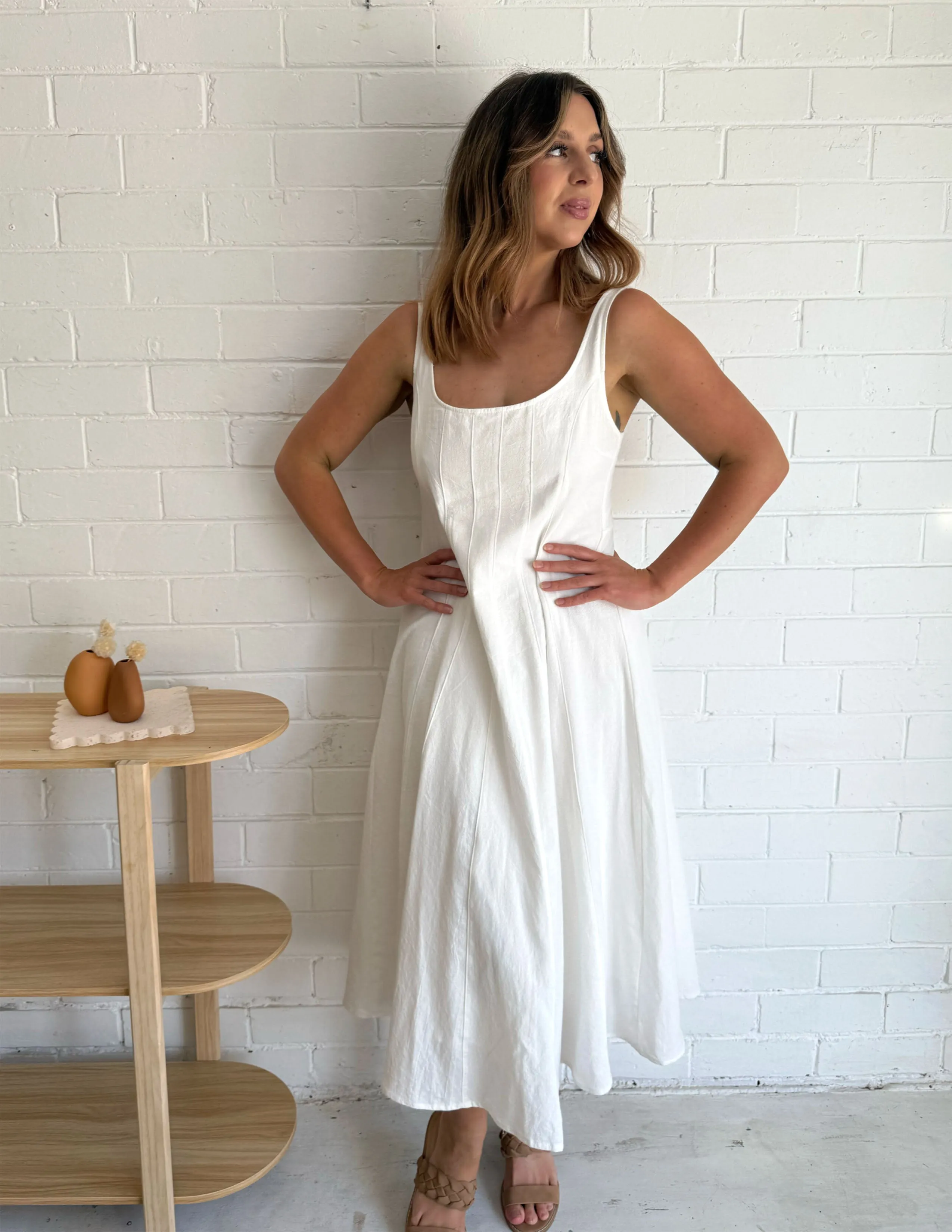 Annabelle Linen Dress - White