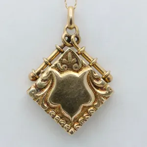 Antique 10K Gold Shield Locket Pendant