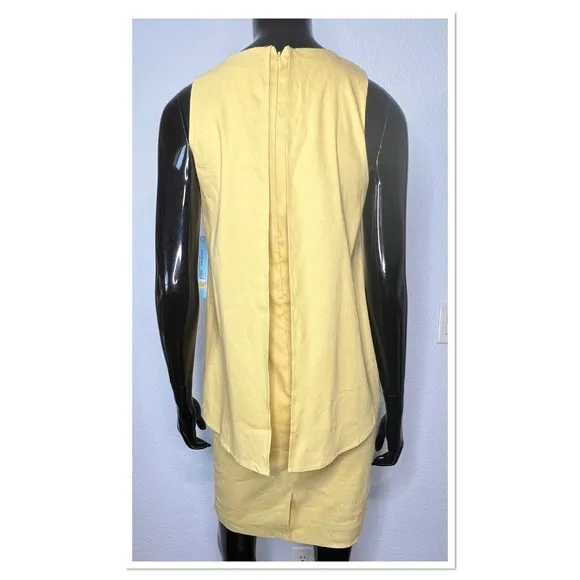 Antonio Melani Julia Dress Yellow Linen Blend Lagenlook Layered-Look Size 2 NWT