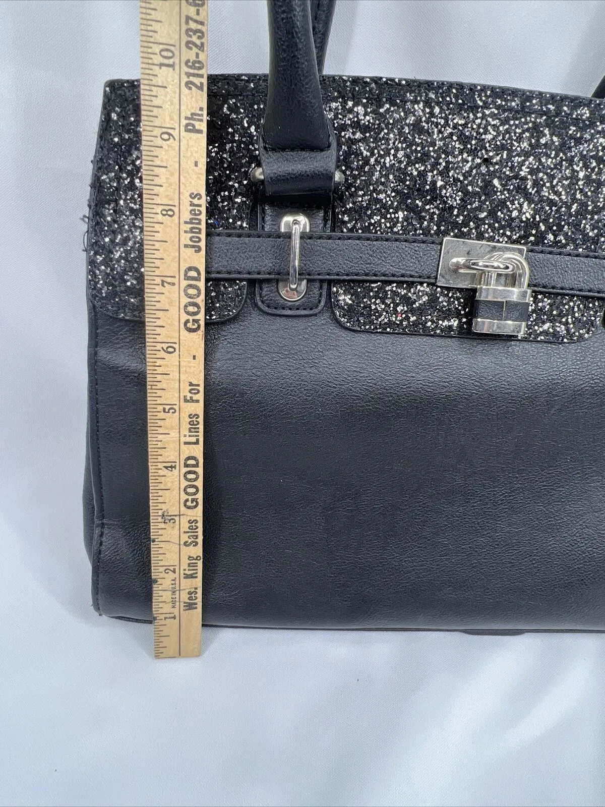 Apt 9 Black￼ Purse Shoulder Bag Strap Zippers Glitter Accent