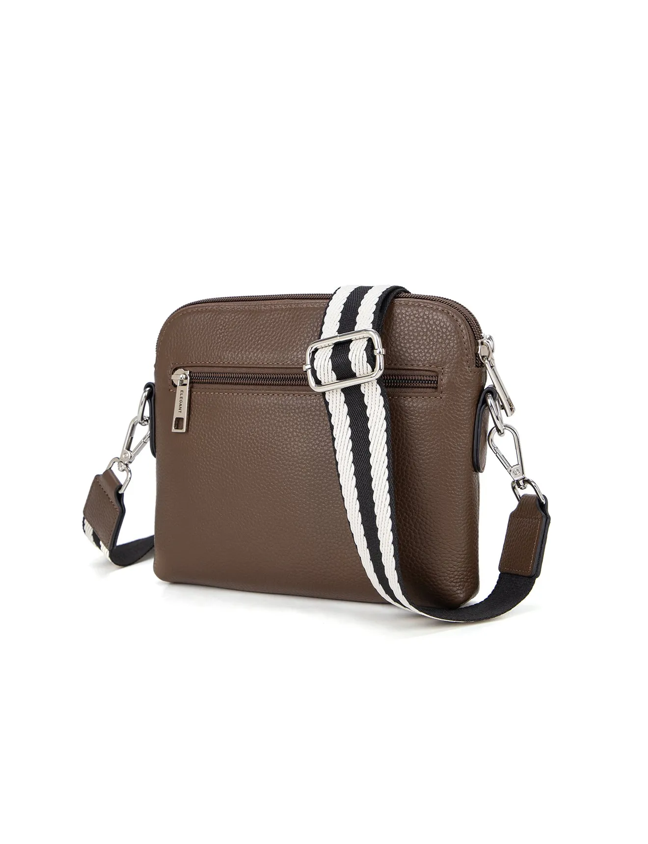 ASHLEY LEATHER BAG WEBBING STRAP- E1-0838-CINNAMON