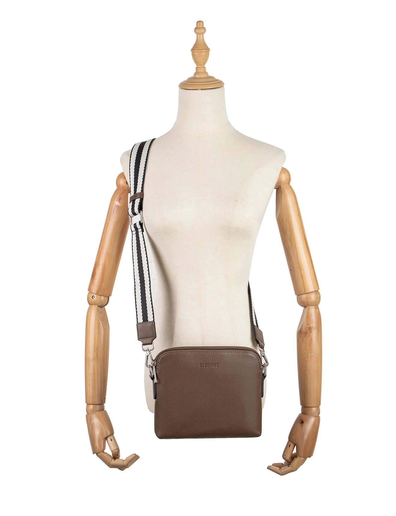 ASHLEY LEATHER BAG WEBBING STRAP- E1-0838-CINNAMON