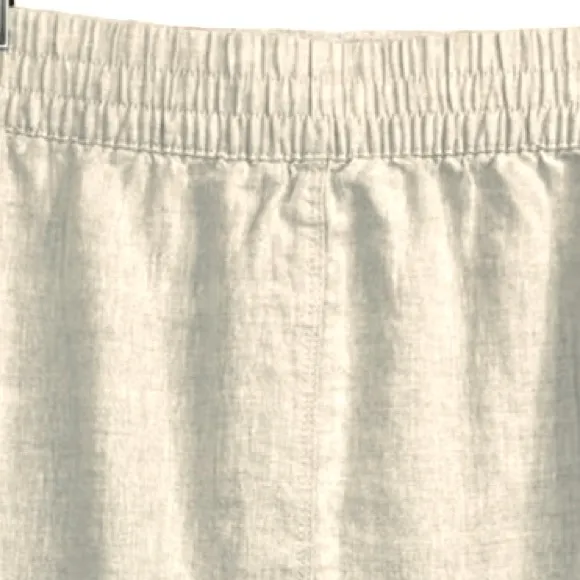 Athleta Voyager sz 8 beige tan 100% linen zip up mini skirt w side snap pockets