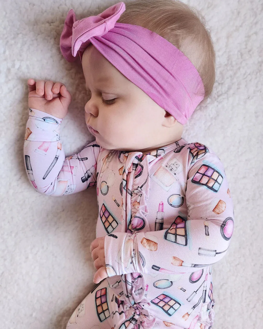 Aurora Makeup Bamboo Ruffled Zippered Footie