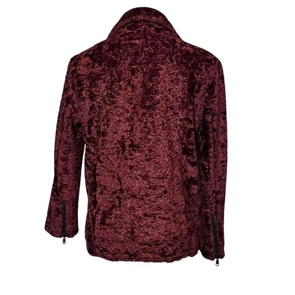 Avec Les Filles Faux Fur Sherpa Biker Jacket Size Small Burgundy