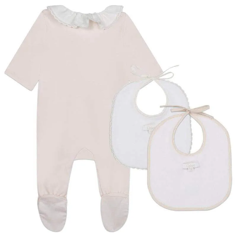 Baby Girls Peach Organic Cotton Babygrow Set