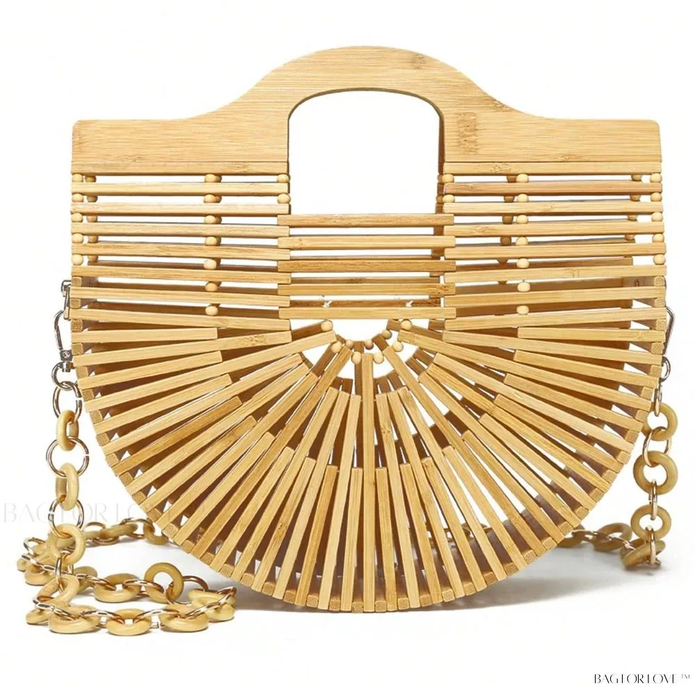 BagForLove - Beachy Chic Handmade Woven Bamboo Bags with Chain Accents