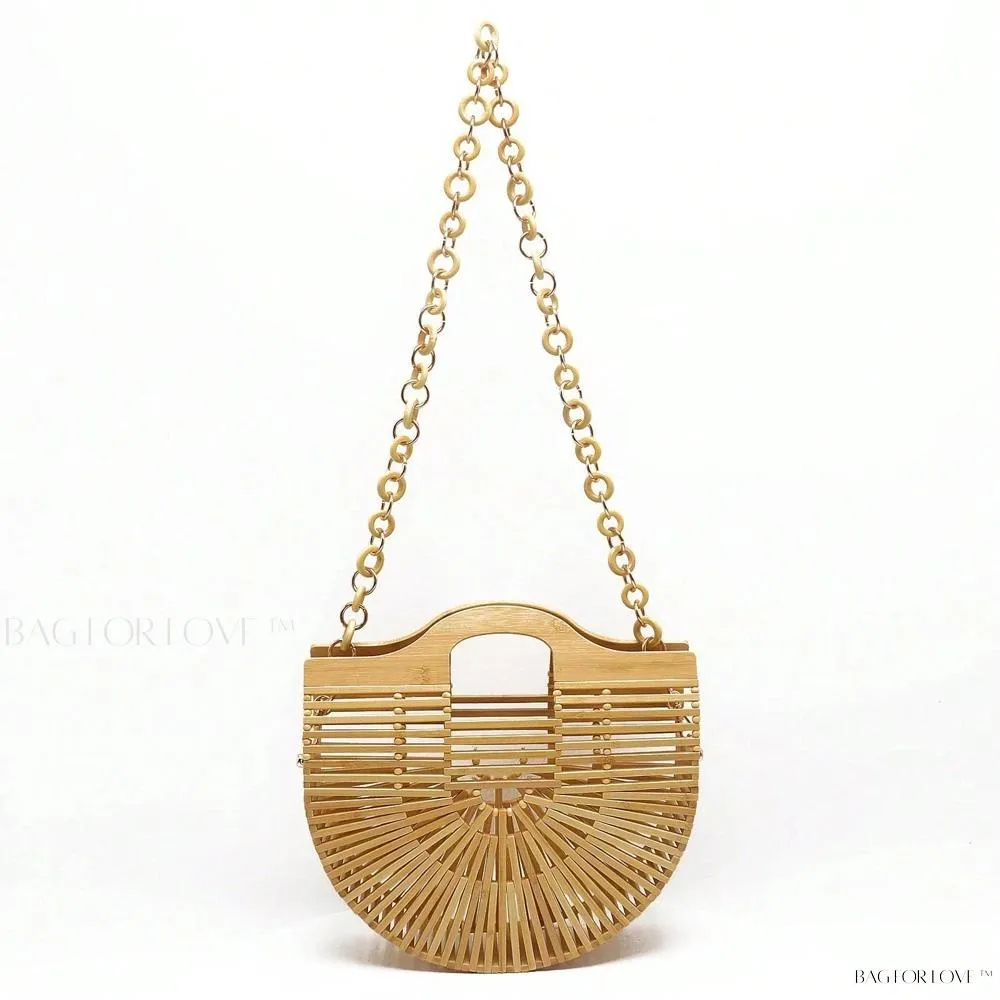 BagForLove - Beachy Chic Handmade Woven Bamboo Bags with Chain Accents