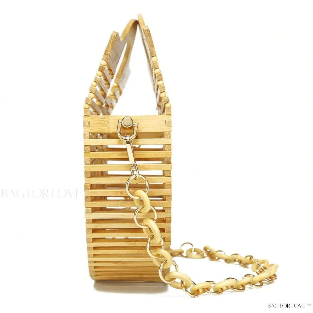 BagForLove - Beachy Chic Handmade Woven Bamboo Bags with Chain Accents